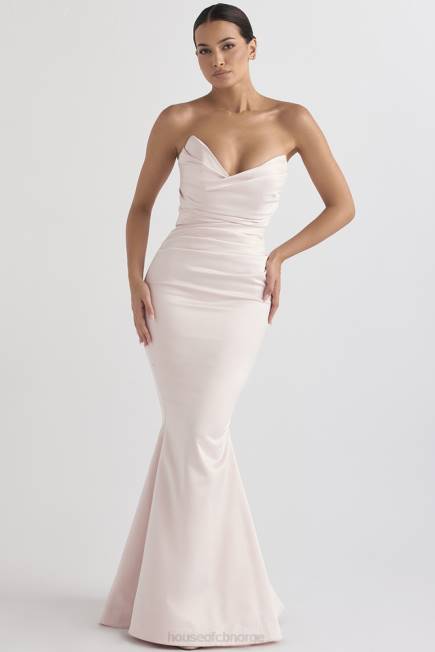 bryllup fleur blush sateng stroppeløs kjole House of CB J6RL1146