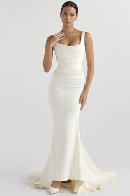 bryllup emilie off white sateng havfrue brudekjole House of CB J6RL1141
