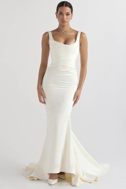 bryllup emilie off white sateng havfrue brudekjole House of CB J6RL1141