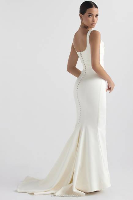 bryllup emilie off white sateng havfrue brudekjole House of CB J6RL1141