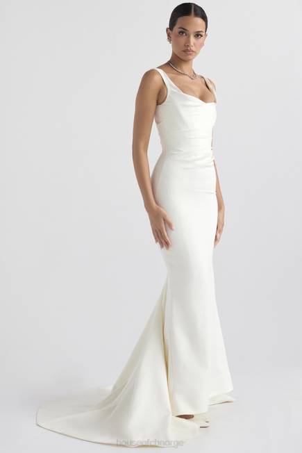bryllup emilie off white sateng havfrue brudekjole House of CB J6RL1141