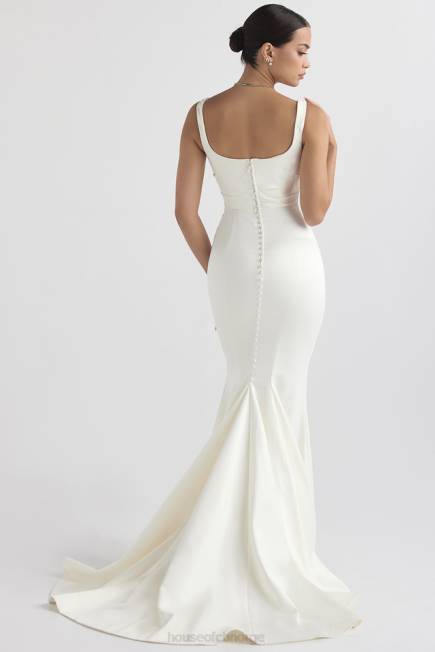 bryllup emilie off white sateng havfrue brudekjole House of CB J6RL1141