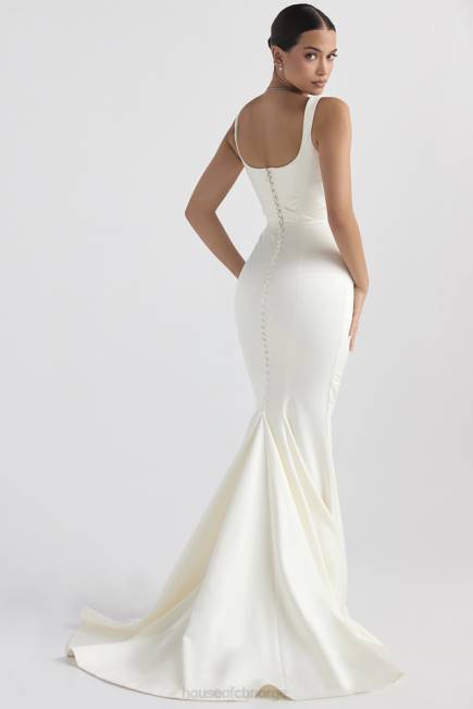bryllup emilie off white sateng havfrue brudekjole House of CB J6RL1141