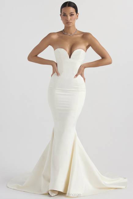bryllup giselle ivory sateng stroppeløs brudekjole House of CB J6RL1140
