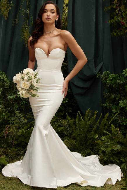 bryllup giselle ivory sateng stroppeløs brudekjole House of CB J6RL1140