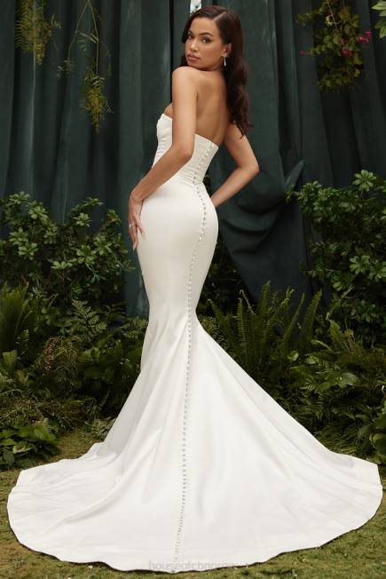 bryllup giselle ivory sateng stroppeløs brudekjole House of CB J6RL1140