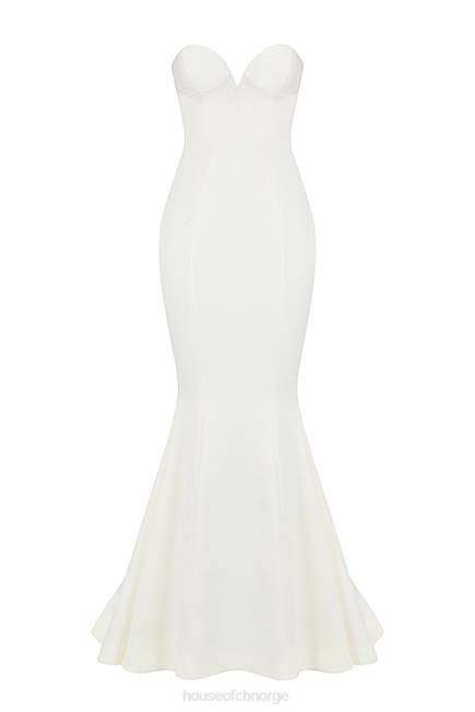 bryllup giselle ivory sateng stroppeløs brudekjole House of CB J6RL1140