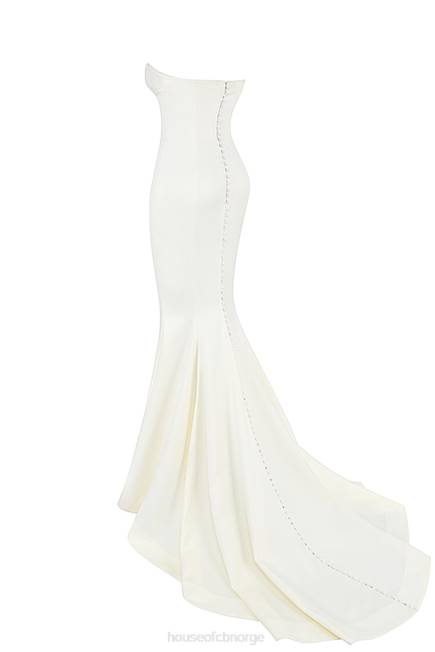 bryllup giselle ivory sateng stroppeløs brudekjole House of CB J6RL1140