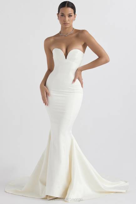 bryllup giselle ivory sateng stroppeløs brudekjole House of CB J6RL1140