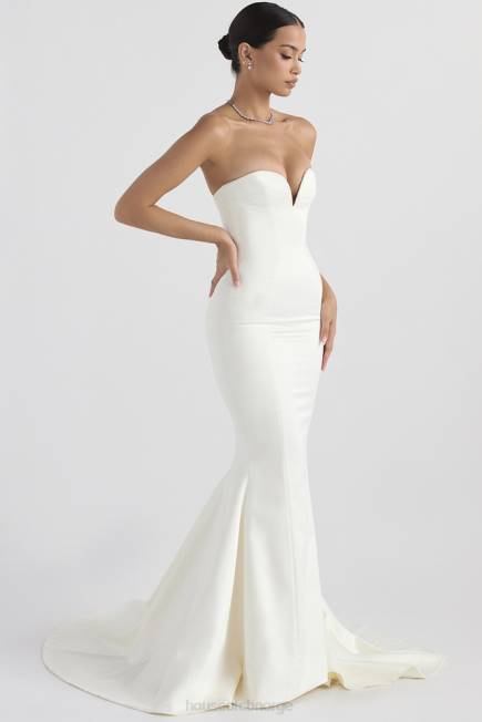 bryllup giselle ivory sateng stroppeløs brudekjole House of CB J6RL1140