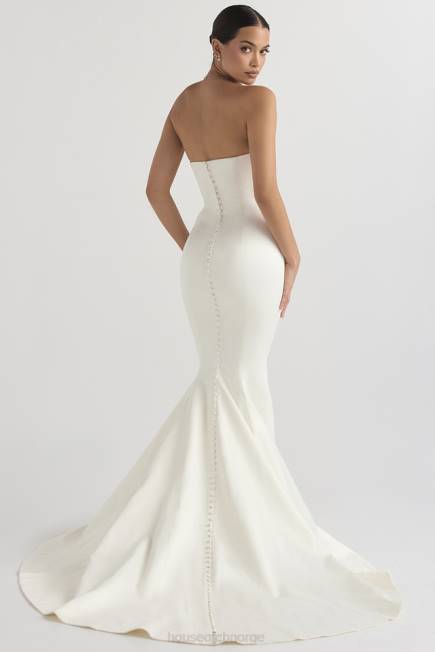 bryllup giselle ivory sateng stroppeløs brudekjole House of CB J6RL1140