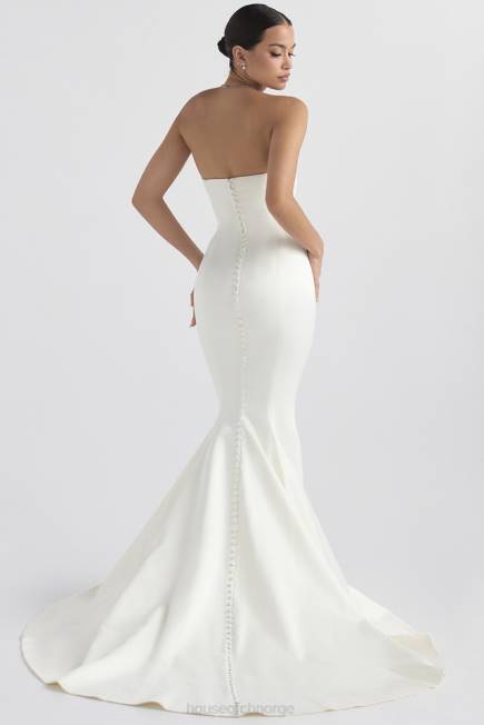 bryllup giselle ivory sateng stroppeløs brudekjole House of CB J6RL1140