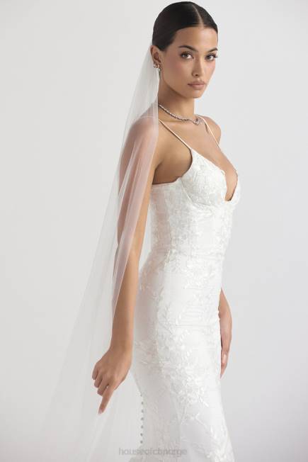 bryllup leone hvit ultralang myk tyll slør House of CB J6RL1145
