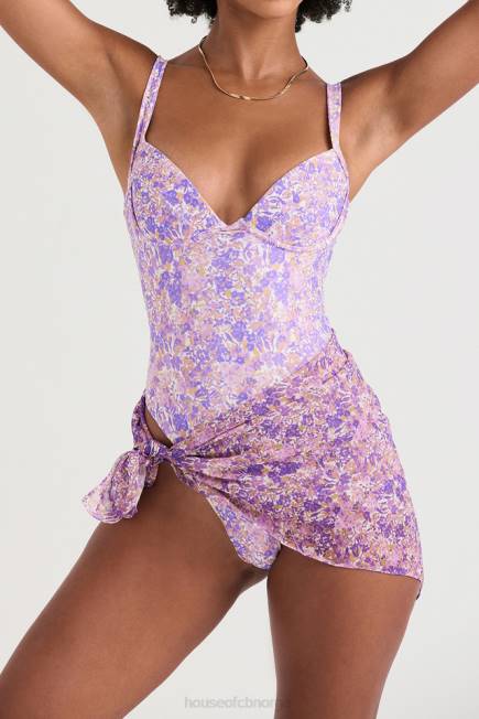 klær paros violet floral flerbruksskjerf House of CB J6RL1236