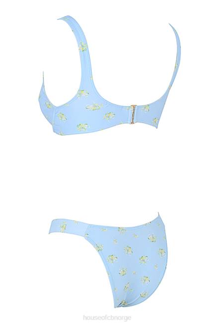 klær mariposa babyblå bikini med blomstertrykk House of CB J6RL1238