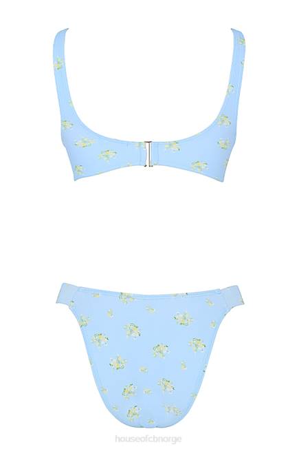 klær mariposa babyblå bikini med blomstertrykk House of CB J6RL1238