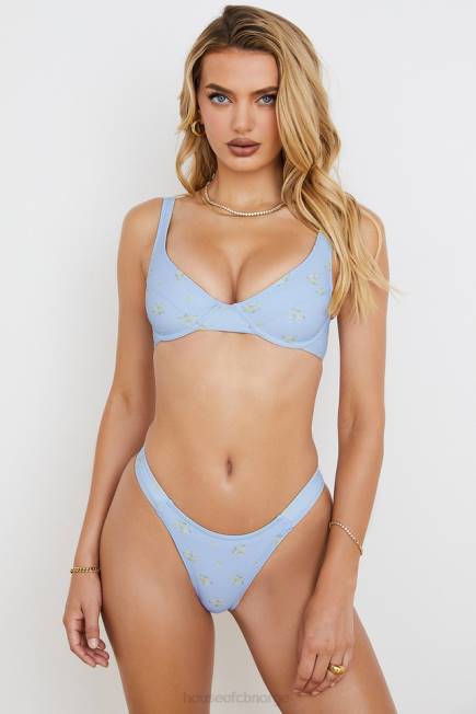 klær mariposa babyblå bikini med blomstertrykk House of CB J6RL1238
