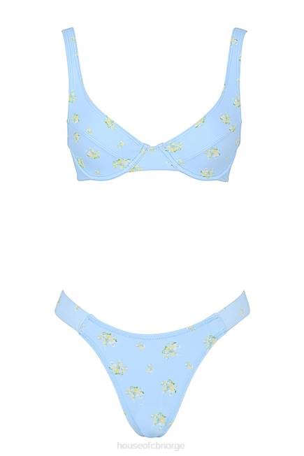 klær mariposa babyblå bikini med blomstertrykk House of CB J6RL1238