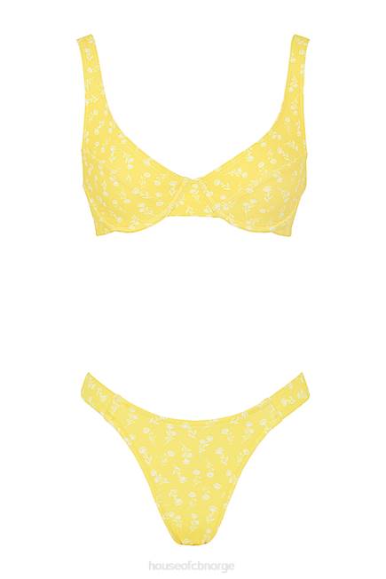 klær mariposa gul hvit bikini med blomsterprint House of CB J6RL1237