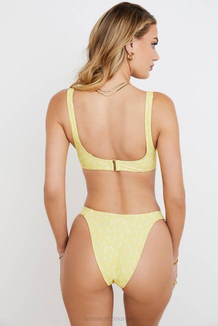 klær mariposa gul hvit bikini med blomsterprint House of CB J6RL1237