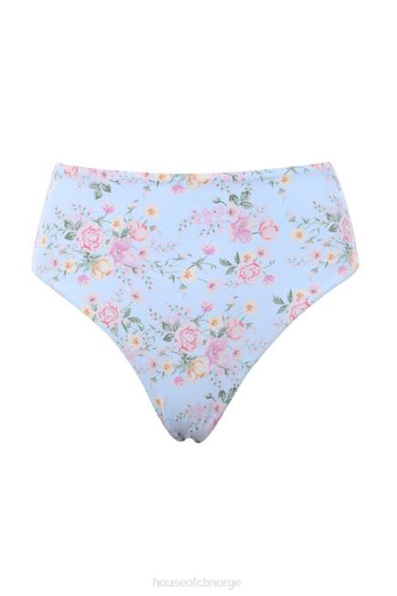 klær perdita blått floral print rynket bikini House of CB J6RL1246