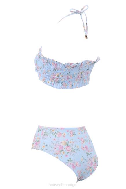 klær perdita blått floral print rynket bikini House of CB J6RL1246
