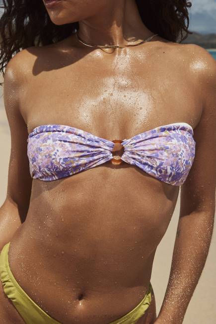 klær medea fiolett floral bandeau bikini topp House of CB J6RL1204