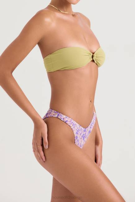 klær delphi violet floral rynket bikiniunderdel House of CB J6RL1208