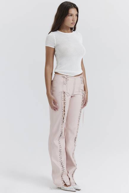 klær elliot peach vegansk skinnbukse med snøre House of CB J6RL844