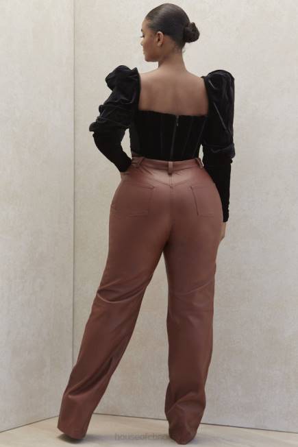 klær inaya tan stretch vegansk skinnbukse House of CB J6RL1011