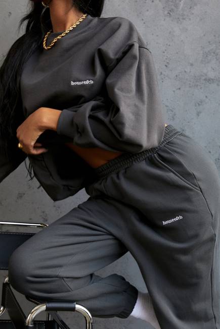 klær sky charcoal joggebukse i fleece House of CB J6RL998