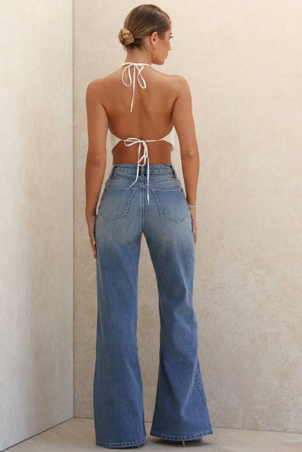 klær antonia jeans med høy midje og brede ben House of CB J6RL645