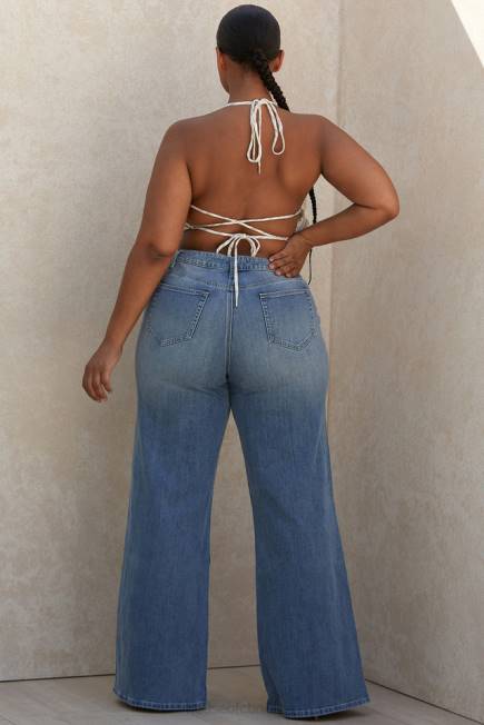 klær antonia jeans med høy midje og brede ben House of CB J6RL645