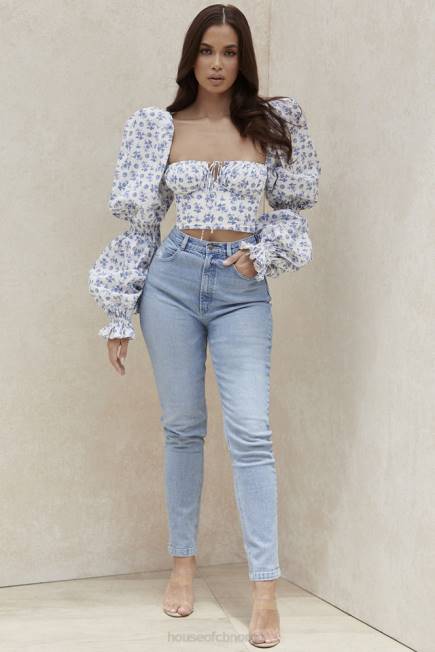 klær bria blekblå denimjeans med høy midje House of CB J6RL643