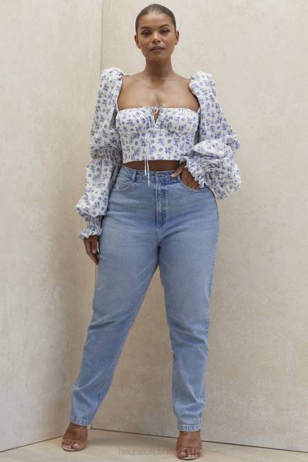 klær bria blekblå denimjeans med høy midje House of CB J6RL643