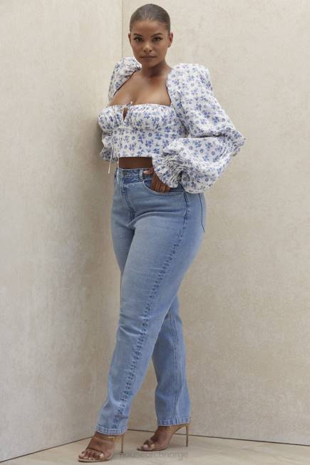 klær bria blekblå denimjeans med høy midje House of CB J6RL643