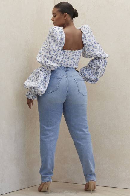klær bria blekblå denimjeans med høy midje House of CB J6RL643