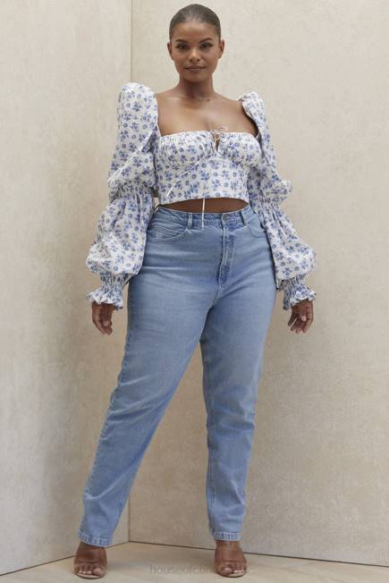 klær bria blekblå denimjeans med høy midje House of CB J6RL643