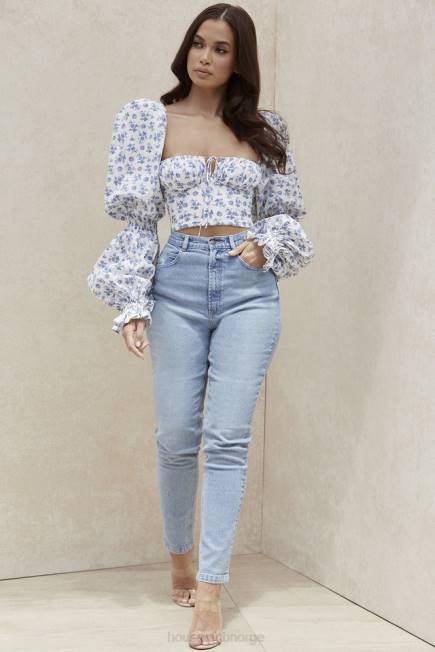 klær bria blekblå denimjeans med høy midje House of CB J6RL643