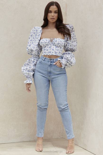 klær bria blekblå denimjeans med høy midje House of CB J6RL643