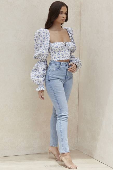 klær bria blekblå denimjeans med høy midje House of CB J6RL643