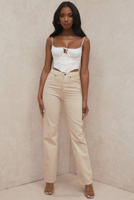klær yara ecru jeans med høy midje i vintage passform House of CB J6RL641