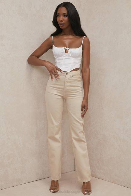 klær yara ecru jeans med høy midje i vintage passform House of CB J6RL641
