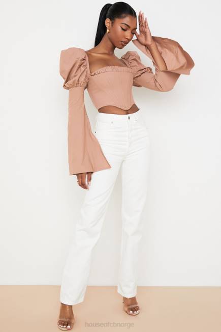 klær yara hvit vintage-fit jeans med høy midje House of CB J6RL640
