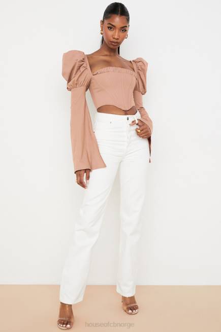 klær yara hvit vintage-fit jeans med høy midje House of CB J6RL640
