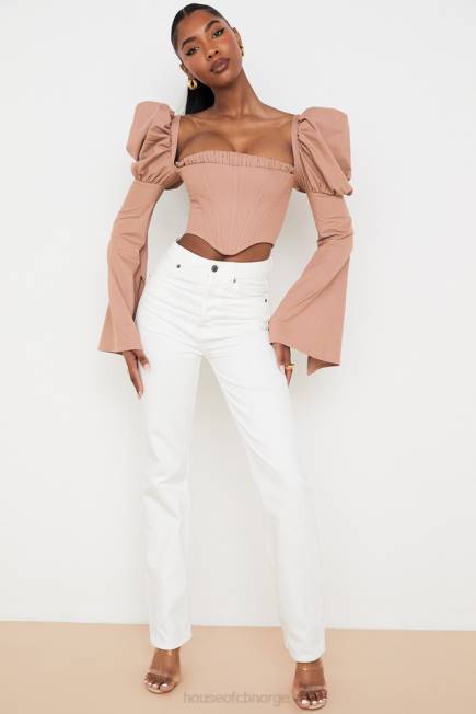 klær yara hvit vintage-fit jeans med høy midje House of CB J6RL640