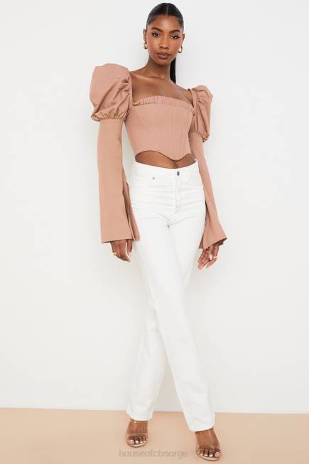 klær yara hvit vintage-fit jeans med høy midje House of CB J6RL640