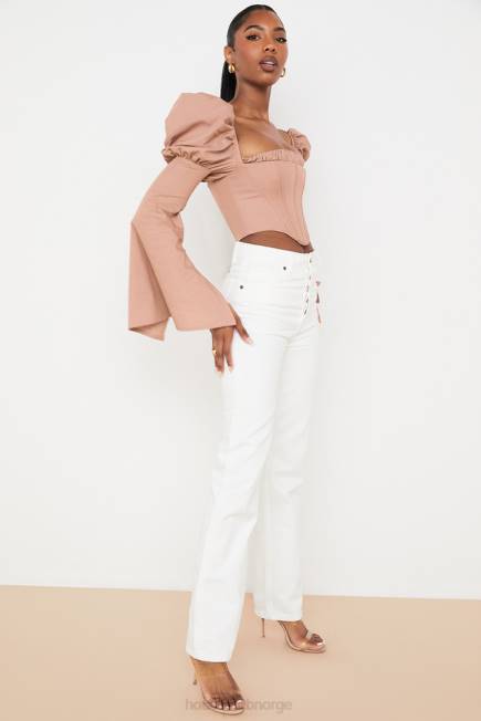 klær yara hvit vintage-fit jeans med høy midje House of CB J6RL640