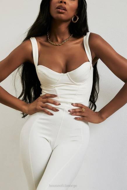 klær mallen whisper hvit stretch jersey jumpsuit House of CB J6RL1058