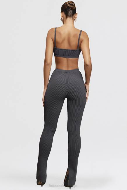 klær mitzi mørkegrå ribbestrikkede leggings House of CB J6RL893